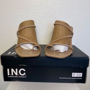 NWB INC International Concepts Eiana Heeled Sandals in Almond Size 9.5